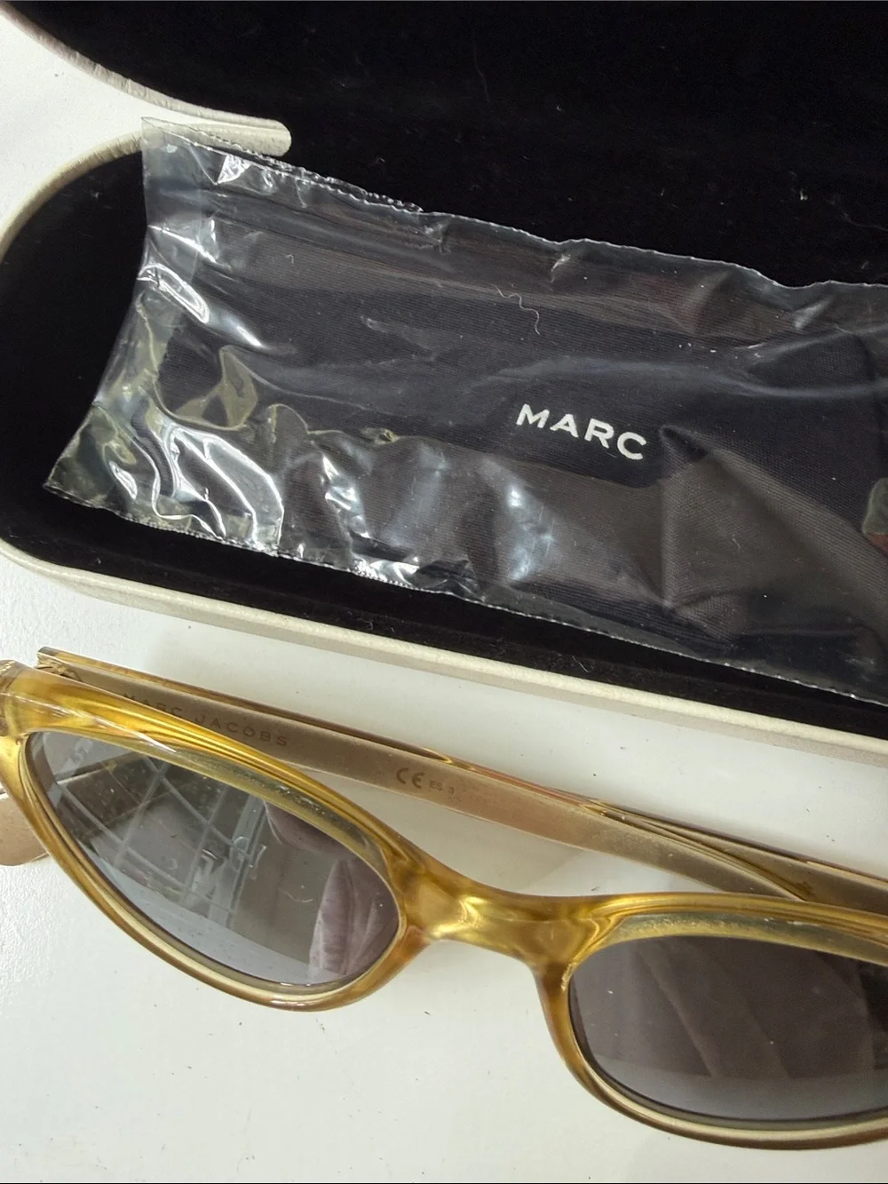 Marc Jacobs Gold Cat Eye Sunglasses.